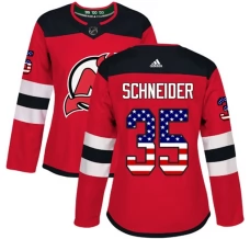 Naisten New Jersey Devils Cory Schneider 35 Pelipaita USA Flag Fashion Punainen Authentic