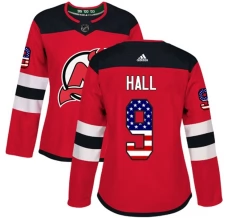 Naisten New Jersey Devils Taylor Hall 9 Pelipaita USA Flag Fashion Punainen Authentic