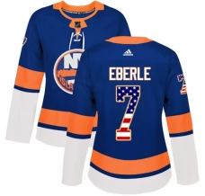 Naisten New York Islanders Jordan Eberle 7 Pelipaita USA Flag Fashion Sininen Authentic