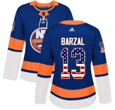 Naisten New York Islanders Mathew Barzal 13 Pelipaita USA Flag Fashion Sininen Authentic