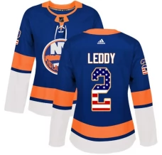 Naisten New York Islanders Nick Leddy 2 Pelipaita USA Flag Fashion Sininen Authentic