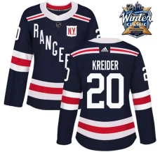 Naisten New York Rangers Chris Kreider 20 Pelipaita 2018 Winter Classic Patch Navy Authentic