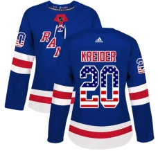 Naisten New York Rangers Chris Kreider 20 Pelipaita USA Flag Fashion Sininen Authentic
