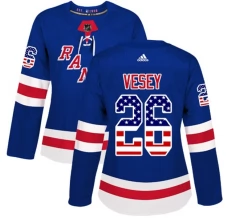 Naisten New York Rangers Jimmy Vesey 26 Pelipaita USA Flag Fashion Royal Sininen Authentic