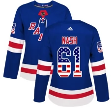 Naisten New York Rangers Rick Nash 61 Pelipaita USA Flag Fashion Sininen Authentic