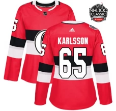 Naisten Ottawa Senators Erik Karlsson 65 Pelipaita 2017 100 Classic Patch Punainen Authentic