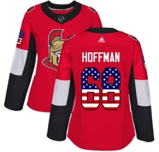 Naisten Ottawa Senators Mike Hoffman 68 Pelipaita USA Flag Fashion Punainen Authentic
