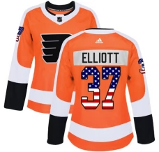 Naisten Philadelphia Flyers Brian Elliott 37 Pelipaita USA Flag Fashion Oranssi Authentic