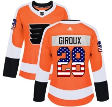 Naisten Philadelphia Flyers Claude Giroux 28 Pelipaita USA Flag Fashion Oranssi Authentic