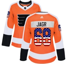 Naisten Philadelphia Flyers Jaromir Jagr 68 Pelipaita USA Flag Fashion Oranssi Authentic