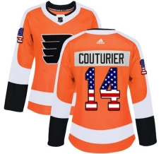 Naisten Philadelphia Flyers Sean Couturier 14 Pelipaita USA Flag Fashion Oranssi Authentic