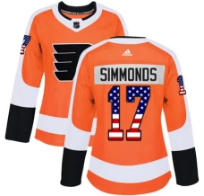 Naisten Philadelphia Flyers Wayne Simmonds 17 Pelipaita USA Flag Fashion Oranssi Authentic