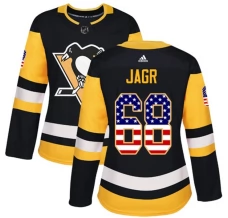 Naisten Pittsburgh Penguins Jaromir Jagr 68 Pelipaita USA Flag Fashion Musta Authentic