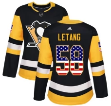 Naisten Pittsburgh Penguins Kris Letang 58 Pelipaita USA Flag Fashion Musta Authentic