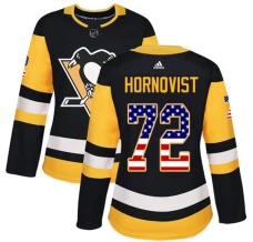 Naisten Pittsburgh Penguins Patric Hornqvist 72 Pelipaita USA Flag Fashion Musta Authentic