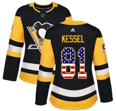 Naisten Pittsburgh Penguins Phil Kessel 81 Pelipaita USA Flag Fashion Musta Authentic