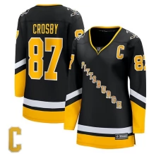 Naisten Pittsburgh Penguins Sidney Crosby 87 Pelipaita 2021-22 Captain Patch Musta Premier Breakaway Vaihtoehtoinen