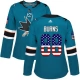 Naisten San Jose Sharks Brent Burns 88 Pelipaita USA Flag Fashion Teal Authentic