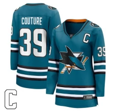 Naisten San Jose Sharks Logan Couture 39 Pelipaita Captain Patch Teal Breakaway Koti