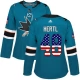 Naisten San Jose Sharks Tomas Hertl 48 Pelipaita USA Flag Fashion Teal Authentic