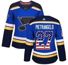Naisten St. Louis Blues Alex Pietrangelo 27 Pelipaita USA Flag Fashion Sininen Authentic