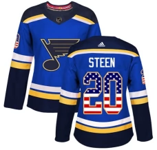 Naisten St. Louis Blues Alexander Steen 20 Pelipaita USA Flag Fashion Sininen Authentic