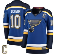Naisten St. Louis Blues Brayden Schenn 10 Pelipaita Captain Patch Sininen Breakaway Koti