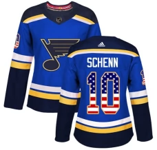 Naisten St. Louis Blues Brayden Schenn 10 Pelipaita USA Flag Fashion Sininen Authentic