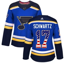 Naisten St. Louis Blues Jaden Schwartz 17 Pelipaita USA Flag Fashion Sininen Authentic