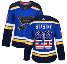 Naisten St. Louis Blues Paul Stastny 26 Pelipaita USA Flag Fashion Sininen Authentic