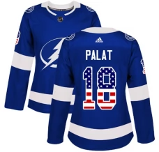 Naisten Tampa Bay Lightning Ondrej Palat 18 Pelipaita USA Flag Fashion Sininen Authentic