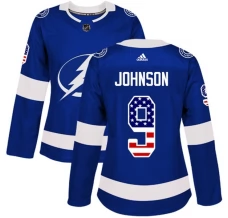 Naisten Tampa Bay Lightning Tyler Johnson 9 Pelipaita USA Flag Fashion Sininen Authentic
