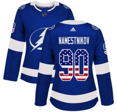 Naisten Tampa Bay Lightning Vladislav Namestnikov 90 Pelipaita USA Flag Fashion Sininen Authentic