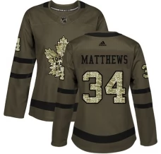Naisten Toronto Maple Leafs Auston Matthews 34 Pelipaita Camo Green Authentic