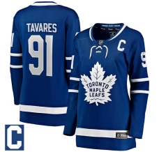 Naisten Toronto Maple Leafs John Tavares 91 Pelipaita Captain Patch Sininen Breakaway Koti
