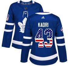 Naisten Toronto Maple Leafs Nazem Kadri 43 Pelipaita USA Flag Fashion Sininen Authentic