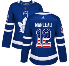 Naisten Toronto Maple Leafs Patrick Marleau 12 Pelipaita USA Flag Fashion Sininen Authentic