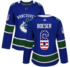 Naisten Vancouver Canucks Brock Boeser 6 Pelipaita USA Flag Fashion Sininen Authentic