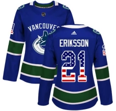Naisten Vancouver Canucks Loui Eriksson 21 Pelipaita USA Flag Fashion Sininen Authentic