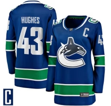Naisten Vancouver Canucks Quinn Hughes 43 Pelipaita Captain Patch Sininen Breakaway Koti