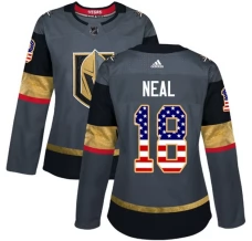 Naisten Vegas Golden Knights James Neal 18 Pelipaita USA Flag Fashion Harmaa Authentic
