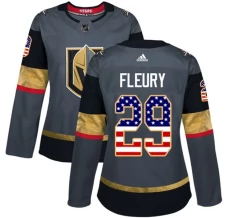 Naisten Vegas Golden Knights Marc-Andre Fleury 29 Pelipaita USA Flag Fashion Harmaa Authentic