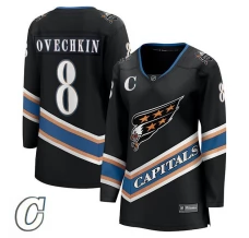 Naisten Washington Capitals Alexander Ovechkin 8 Pelipaita 50th Anniversary Captain Patch Musta Premier Breakaway Vaihtoehtoinen