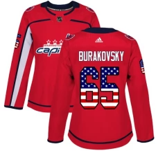 Naisten Washington Capitals Andre Burakovsky 65 Pelipaita USA Flag Fashion Punainen Authentic