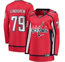 Naisten Washington Capitals Charlie Lindgren 79 Pelipaita Punainen Breakaway Koti