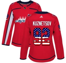Naisten Washington Capitals Evgeny Kuznetsov 92 Pelipaita USA Flag Fashion Punainen Authentic