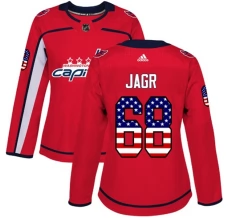 Naisten Washington Capitals Jaromir Jagr 68 Pelipaita USA Flag Fashion Punainen Authentic