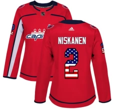 Naisten Washington Capitals Matt Niskanen 2 Pelipaita USA Flag Fashion Punainen Authentic