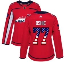 Naisten Washington Capitals T.J. Oshie 77 Pelipaita USA Flag Fashion Punainen Authentic