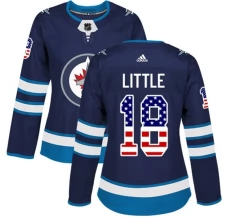 Naisten Winnipeg Jets Bryan Little 18 Pelipaita USA Flag Fashion Navy Authentic